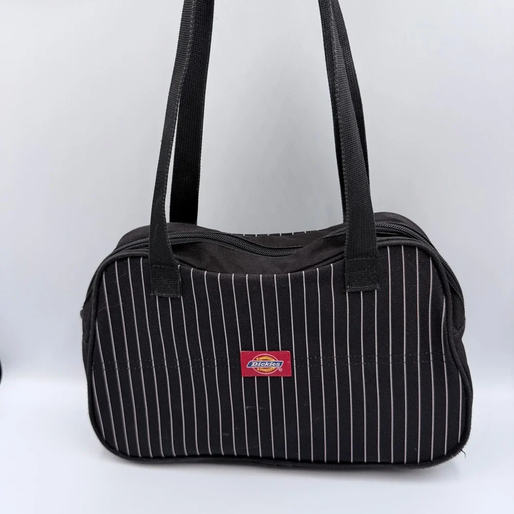 Dickies Y2K Black Pinstripe Mini Bowler Bag Canvas Shoulder Purse Yak Pak